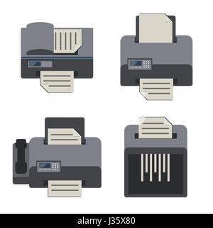 office electronics, Flat icons set. Stock Vector