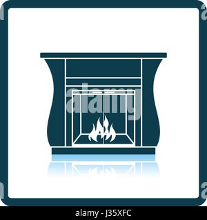 Fireplace with doors icon. Shadow reflection design. Vector illustration. Stock Vector
