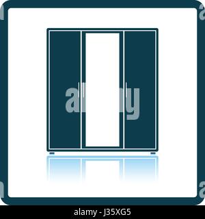 Wardrobe with mirror icon. Shadow reflection design. Vector illustration. Stock Vector