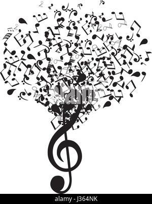 vector illustration of musical clef tree with notes Stock Vector