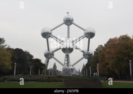 The Atomium a landmark in Brussels, Belgium was built for the 1958 World's Fair. Stock Photo