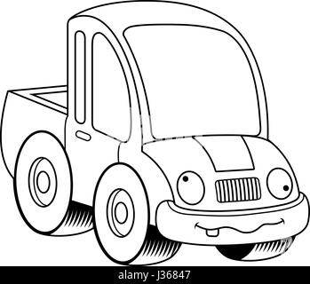 A cartoon illustration of a pickup truck looking crazy. Stock Vector