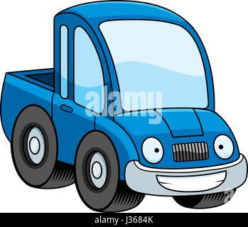 A cartoon illustration of a pickup truck looking happy. Stock Vector