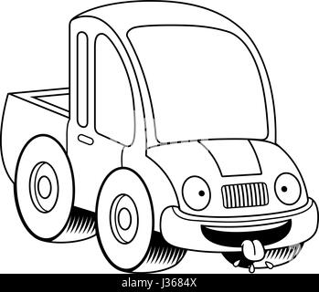 A cartoon illustration of a pickup truck looking hungry. Stock Vector