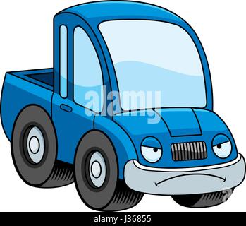 A cartoon illustration of a pickup truck looking mad. Stock Vector