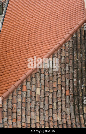 Classic domed and wavey Portugeuse roof tiles, Funchal, Madeira Stock Photo