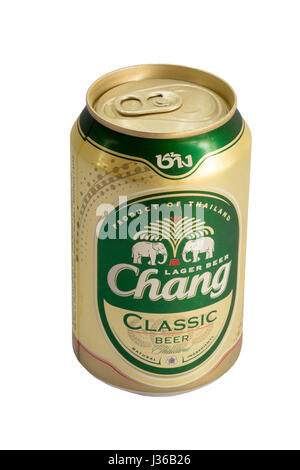 Can of Thai Chang Classic lager beer Stock Photo