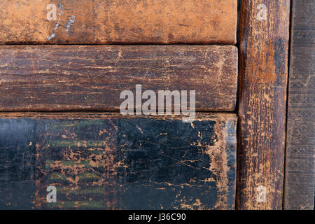 Old vintage leather cover books. Stock Photo