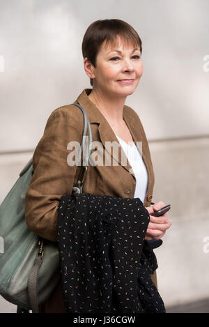 Politicians spotted at the BBC Broadcasting House in Central London  Featuring: Caroline Lucas Where: London, United Kingdom When: 02 Apr 2017 Credit: Daniel Deme/WENN.com Stock Photo