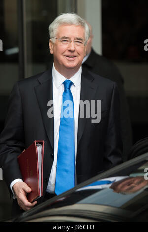 Politicians spotted at the BBC Broadcasting House in Central London Featuring: Michael Fallon Where: London, United Kingdom When: 02 Apr 2017 Stock Photo