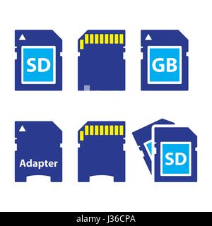 SD, memory card, adapter icons set Stock Vector