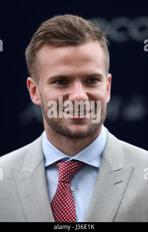 Footballer Tom Cleverley, owner of horse Frozen Angel after watching it win the Sodexo Conditions Stakes during the Discover Ascot Raceday at Ascot Racecourse. Stock Photo