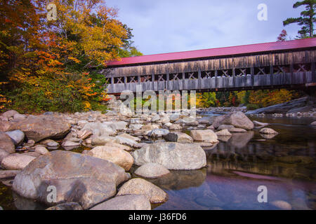 Albany Covered Bridge over Swift River in New Hampshire Stock Photo