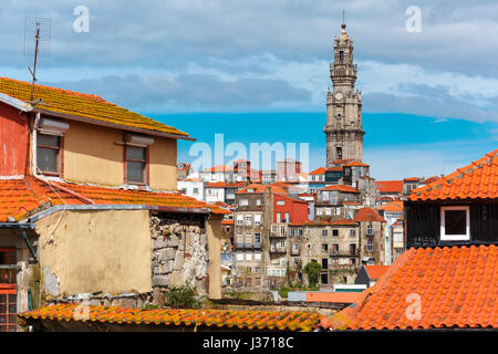 Fun colorful houses in Old town of Porto, Portugal Stock Photo