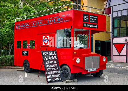 Replica of an open top London Routemaster Bus for sale. Thailand Southeast Asia Stock Photo