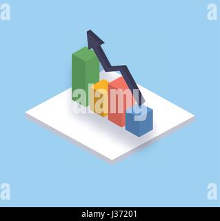 Vector illustration. Graphic chart of isometric flat icon. Business concept Stock Vector