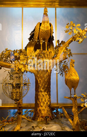 The Peacock Clock, inside the Pavilion Hall, State Hermitage Museum, Saint Petersburg, Russia Stock Photo