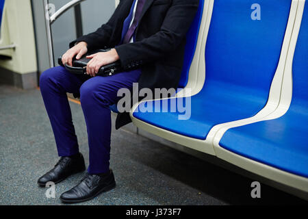 Businessman in  Subway Train Stock Photo