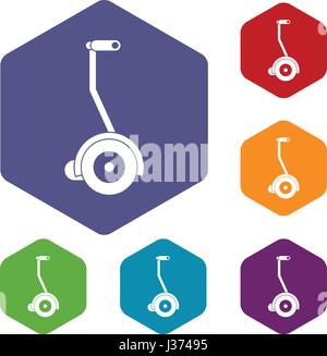 Electrical self balancing scooter icons set Stock Vector