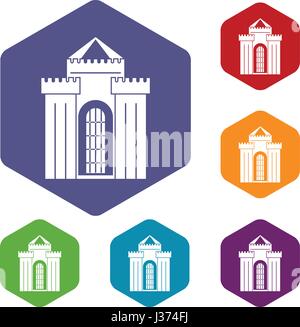 Fortress with gate icons set hexagon Stock Vector Image & Art - Alamy