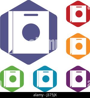 Paper bag icons set hexagon Stock Vector