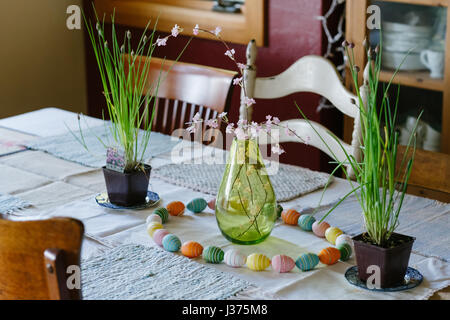 Dinner Table Ready for Easter Supper Stock Photo