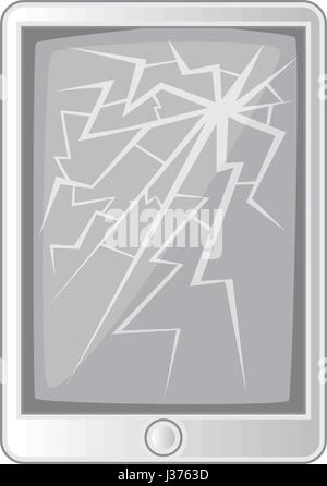 Tablet with broken screen icon monochrome Stock Vector