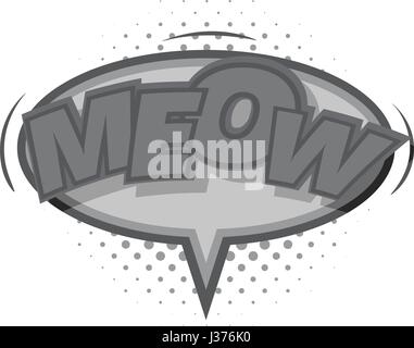 Meow, comic speech bubble icon monochrome Stock Vector
