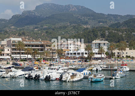 harbour of Port de Sóller, Mallorca, Spain Stock Photo