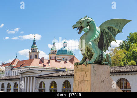 Dragon bridge, Ljubljana, Slovenia, Europe. Stock Photo