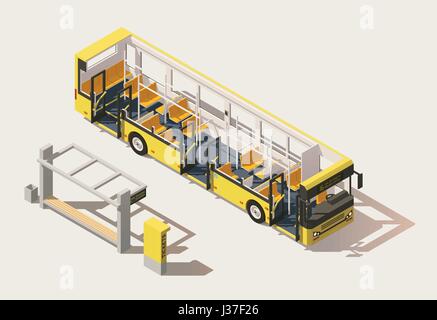 Vector isometric low poly bus cross-section Stock Vector