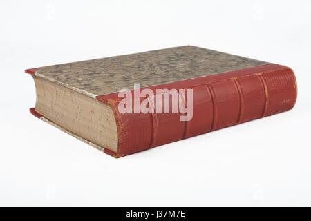 Old antique book with decorative marble texture.Isolated on white background Stock Photo