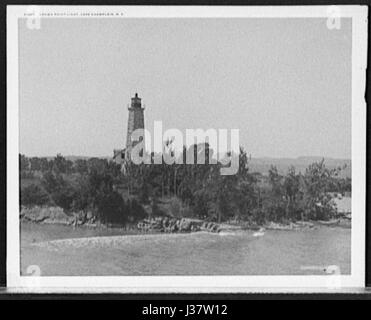 The Crown Point Light is a historic lighthouse located on Lake Champlain in New York. It has served as an important navigation aid since its construction in the early 19th century, helping ships navigate the lake's waters. Stock Photo
