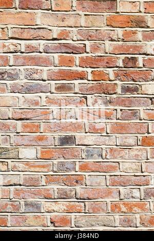 Newly repointed lime mortar brick wall closeup Stock Photo