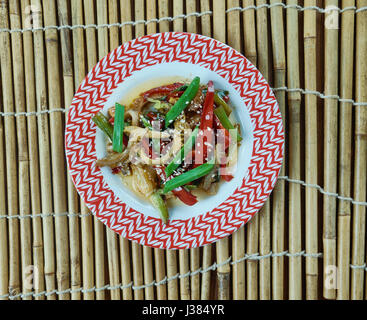 Chinese  Fried Tripe With Pickled Mustard Greens Stock Photo