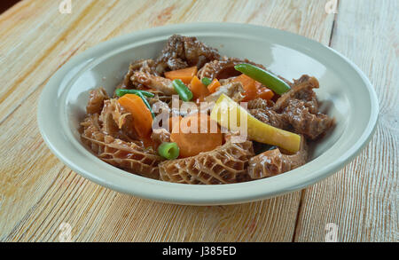 Tripes a la mode de Caen -traditional dish of the cuisine of Normandy, France. Stock Photo