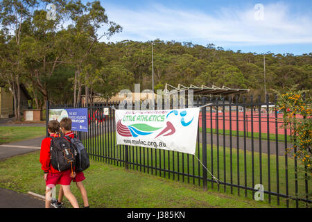 Primary school australian children participating in their primary school annual athletics events,Sydney,Australia Stock Photo