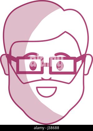 silhouette head man with beard and glasses in the face Stock Vector