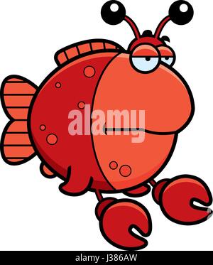 A cartoon illustration of a fish dressed as a crab looking bored. Stock Vector