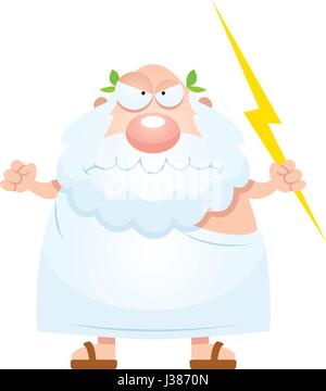 A cartoon illustration of an ancient Greek god looking angry. Stock Vector