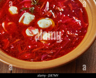 red borscht with dumplings - traditional Polish dish Stock ...