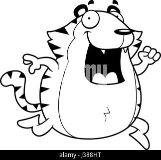 A happy cartoon tiger running and smiling. Stock Vector