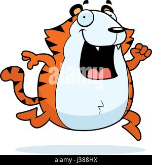 A happy cartoon tiger running and smiling. Stock Vector