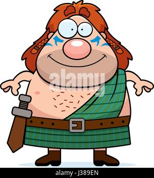 A cartoon illustration of a Celtic warrior looking happy. Stock Vector