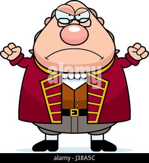 A cartoon illustration of Ben Franklin looking angry. Stock Vector