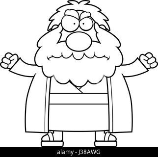 A cartoon illustration of Moses looking angry. Stock Vector