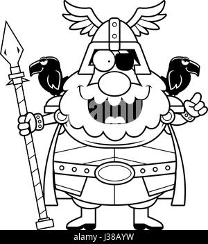 A cartoon illustration of Odin with an idea. Stock Vector