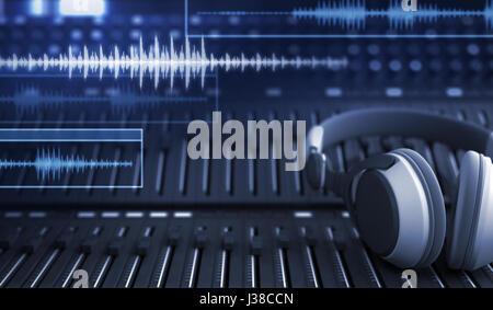 Headphones and Audio Tracks - 3D Rendering Stock Photo