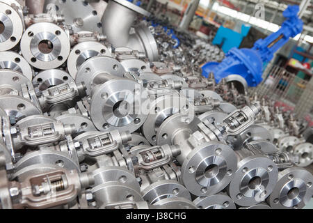 Industrial background from part of valves for power, oil or gas industry Stock Photo