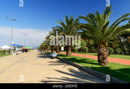 Batumi, Georgia - October 04, 2016: Seafront Promenade on Black Sea coast Stock Photo